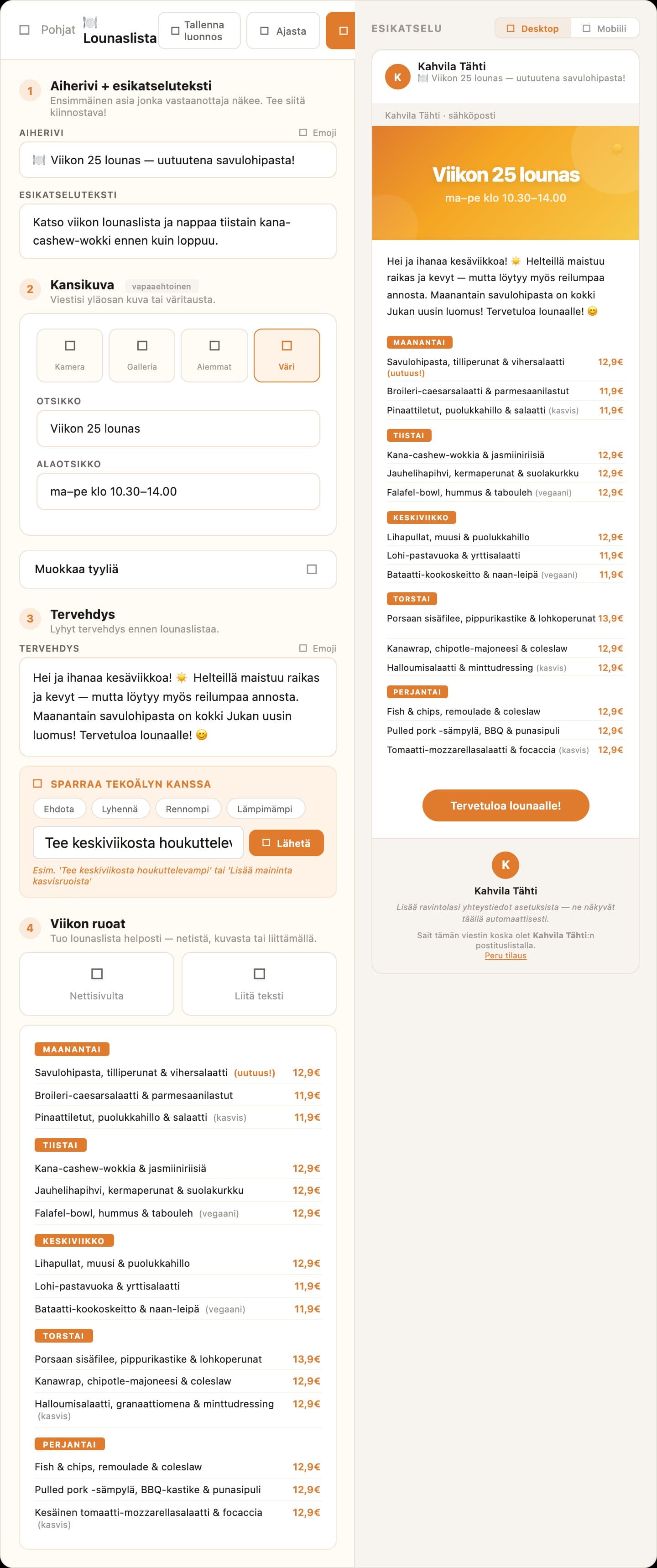 Sähköpostieditori GoRestassa